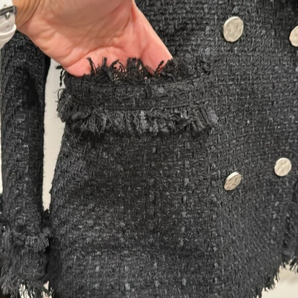 Dulce Cabo, black Tweed double breasted jacket - size large / 12. - Picture 3 of 5